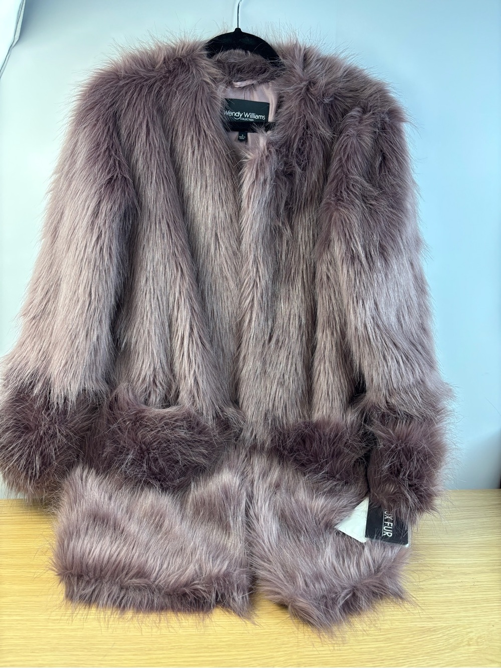 Wendy Williams Collection in Dusty Mauve Faux Fur‎ Teddy Coat NWT